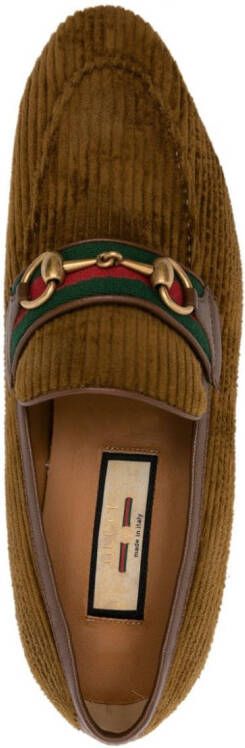 Gucci Horsebit-detail corduroy leather loafers Brown