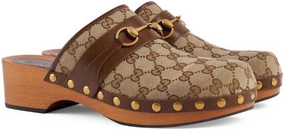 Gucci Horsebit-detail GG clogs Brown