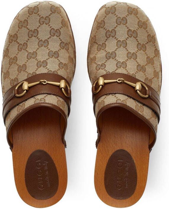 Gucci Horsebit-detail GG clogs Brown