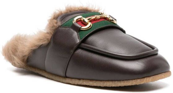 Gucci Horsebit-detail leather slippers Brown