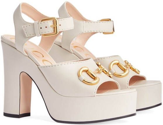 Gucci Horsebit detail platform sandals White