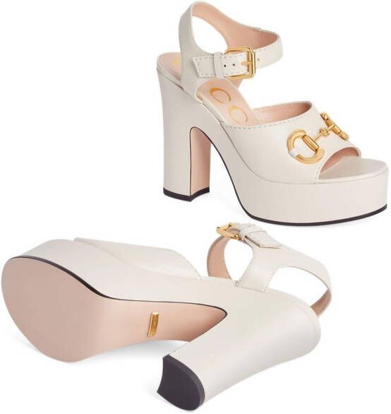 Gucci Horsebit detail platform sandals White