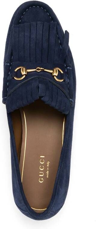 Gucci Horsebit fringe-detail loafers Blue