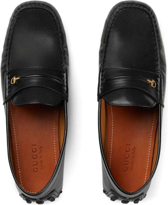 Gucci Horsebit leather square-toe loafers Black