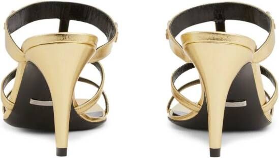 Gucci Horsebit metallic leather caged mules Gold