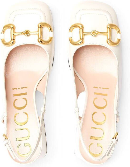 Gucci Horsebit mid-heel slingback pumps White