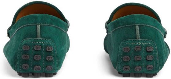 Gucci Horsebit suede driving shoes Green