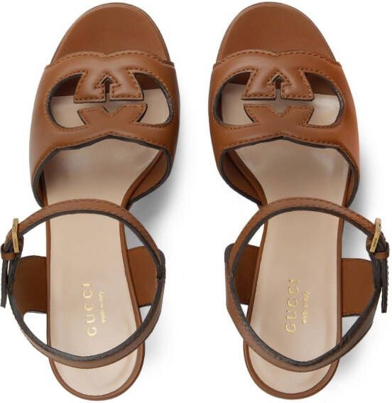 Gucci interlocking G 110mm high sandals Brown