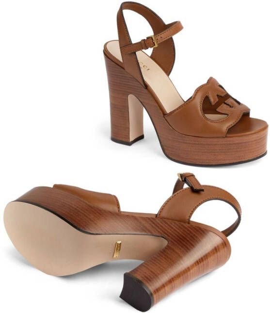 Gucci interlocking G 110mm high sandals Brown