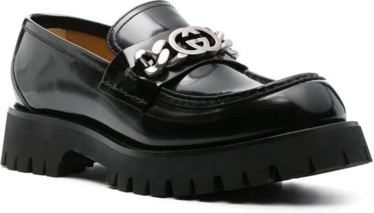Gucci Interlocking G-chain leather loafers Black