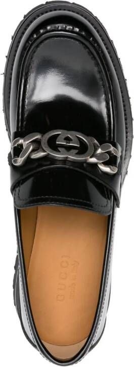 Gucci Interlocking G-chain leather loafers Black