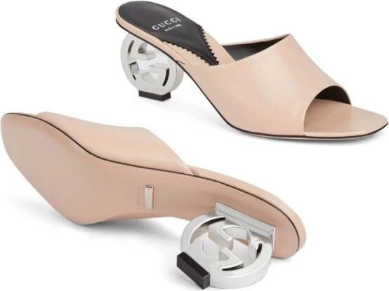 Gucci Interlocking G-heel leather mules Pink