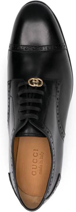 Gucci Interlocking G-plaque leather brogues Black