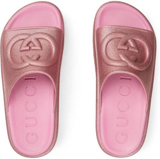Gucci Interlocking G platform slides Pink