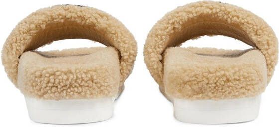 Gucci interlocking G shearling slides Neutrals