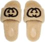 Gucci interlocking G shearling slides Neutrals - Thumbnail 4