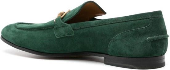 Gucci Jordaan Horsebit-detail suede loafers Green