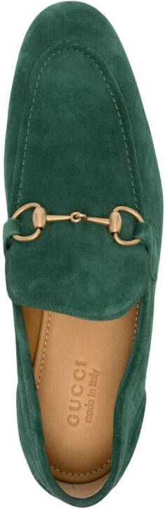 Gucci Jordaan Horsebit-detail suede loafers Green