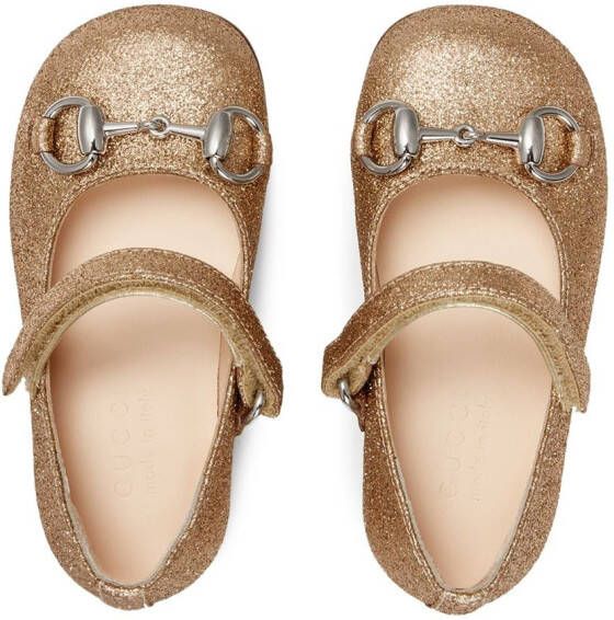 Gucci Kids Aisha glitter ballerina shoes Neutrals