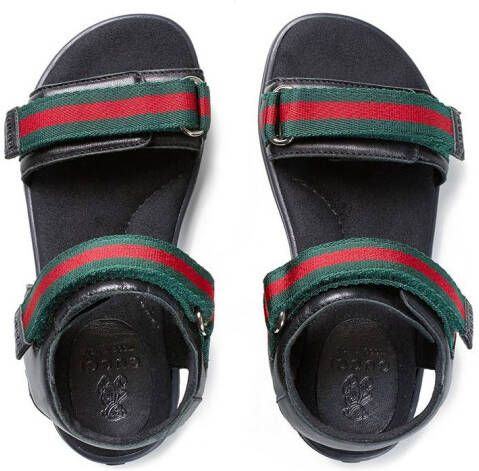Gucci Kids Web-detailed leather sandals Black