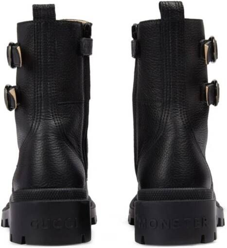 Gucci Kids Double G-embossed leather boots Black