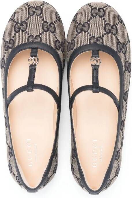 Gucci Kids Double G leather ballerina shoes Neutrals