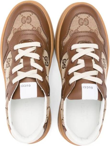 Gucci Kids GG-canvas leather sneakers Brown