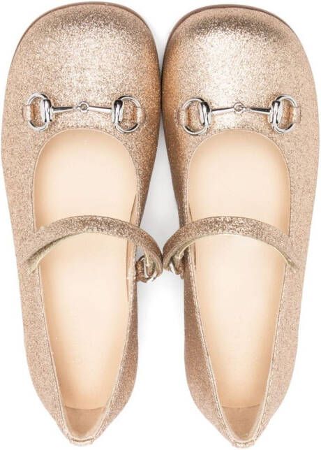Gucci Kids Horsebit-detail ballerina shoes Gold