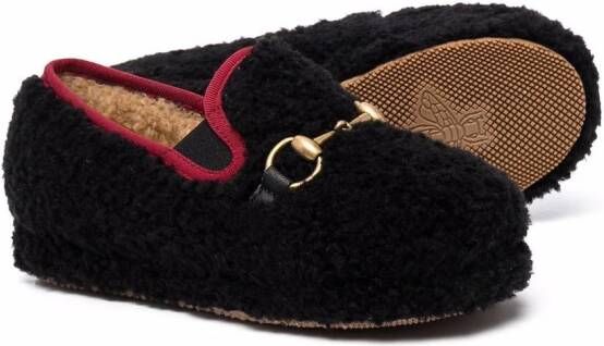 Gucci Kids horsebit-detail slippers Black