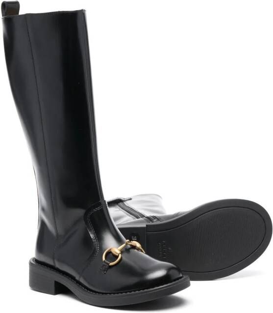 Gucci Kids Horsebit knee-high boots Black