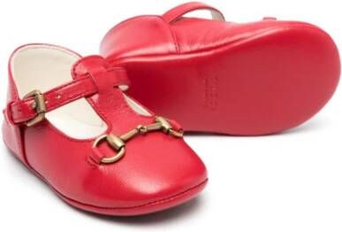 Gucci Kids horsebit leather ballerina shoes Red
