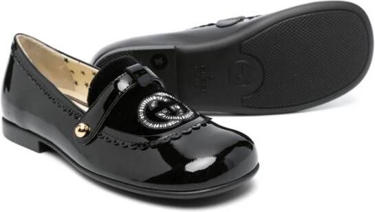 Gucci Kids Interlocking G leather ballerina shoes Black