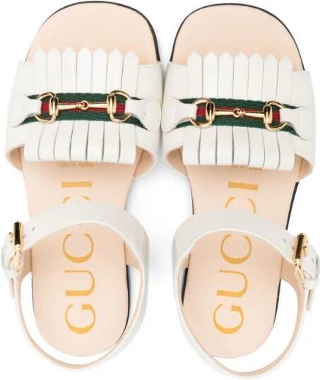 Gucci Kids leather flat sandals White