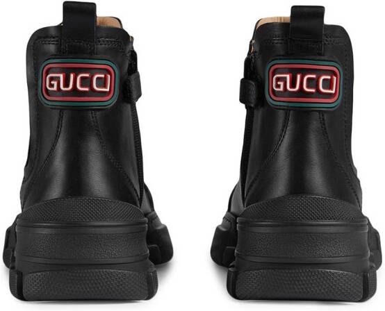 Gucci Kids logo patch ankle boots Black