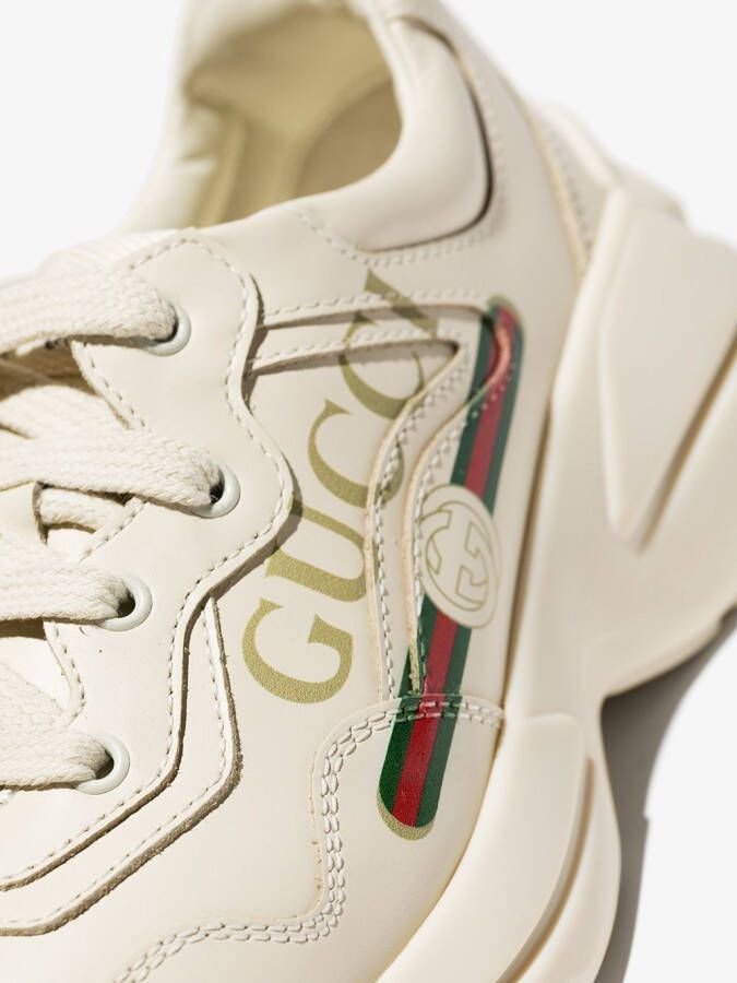 Gucci Kids Rhyton logo-print sneakers Neutrals