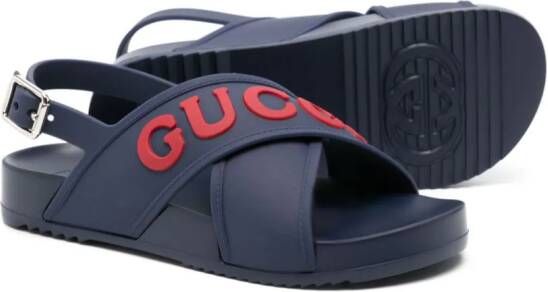 Gucci Kids rubberised-logo flat sandals Blue