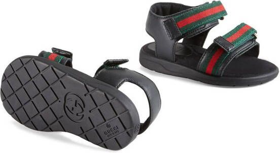 Gucci Kids Toddler leather sandal with Web straps Black