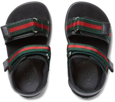 Gucci Kids Toddler leather sandal with Web straps Black