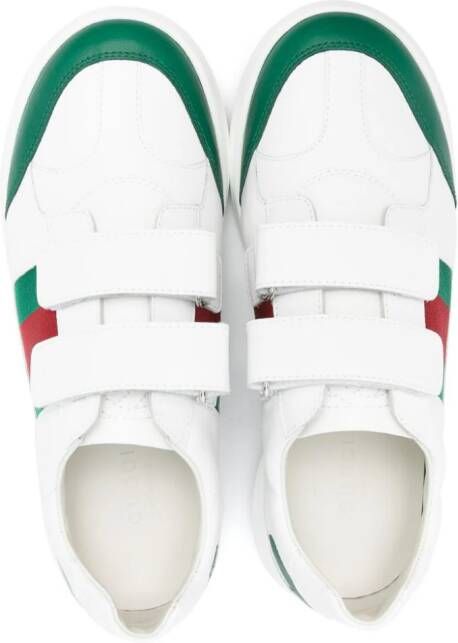 Gucci Kids Web-detail leather sneakers White