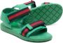 Gucci Kids Web-stripe touch-strap sandals Green - Thumbnail 2