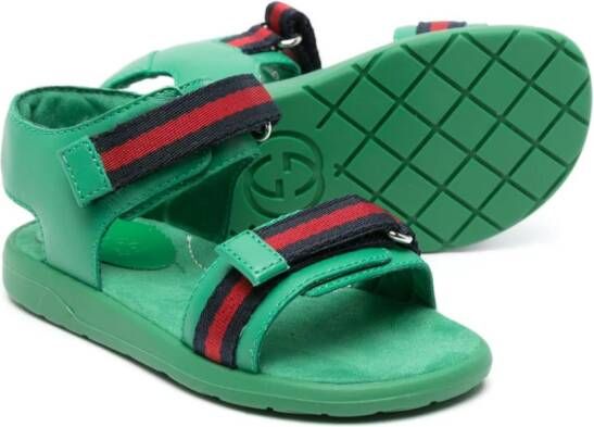 Gucci Kids Web-stripe touch-strap sandals Green