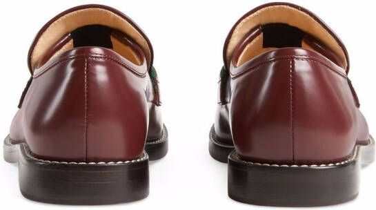 Gucci Kids Web-trim leather loafers Red