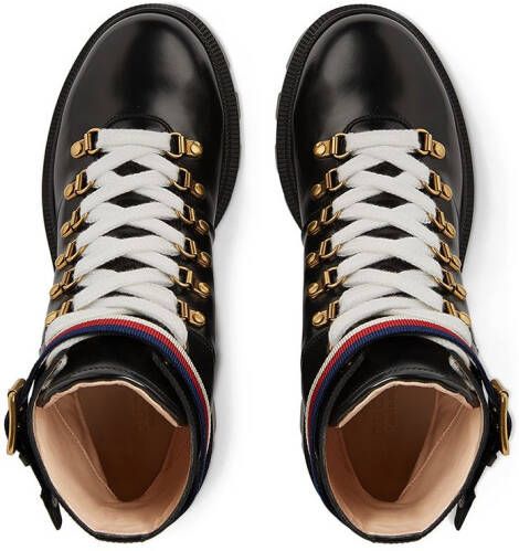 Gucci Leather ankle boot with Sylvie Web Black