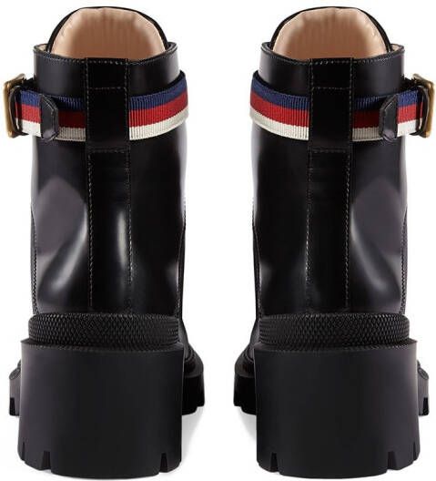 Gucci Leather ankle boot with Sylvie Web Black