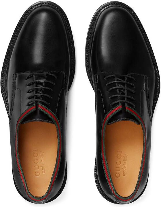 Gucci Web-trim leather Derby shoes Black