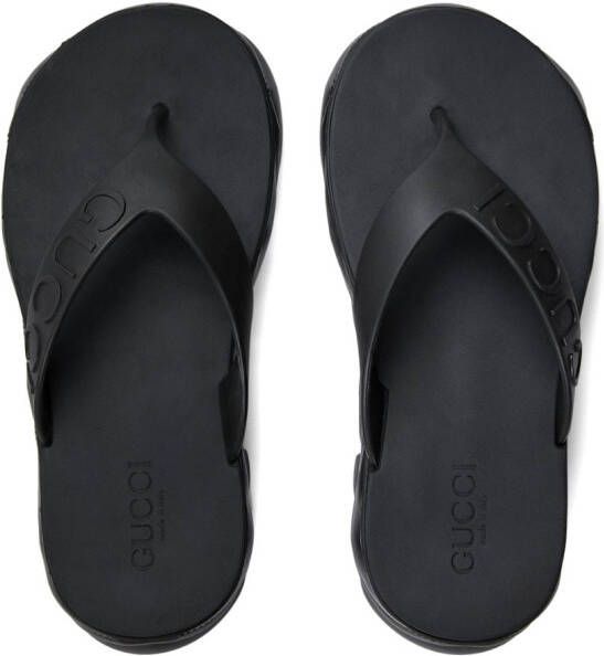 Gucci logo-debossed platform flip-flops Black