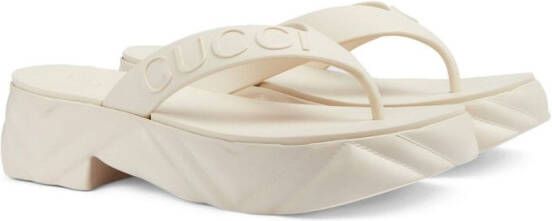 Gucci logo-debossed platform flip-flops White