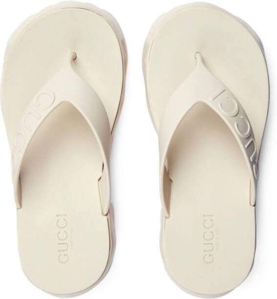 Gucci logo-debossed platform flip-flops White