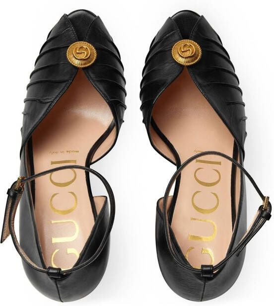 Gucci logo-plaque 95mm leather sandals Black