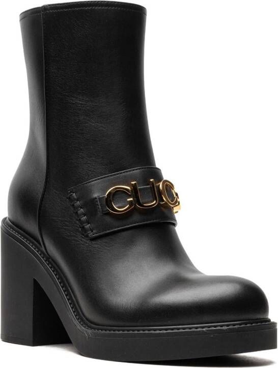Gucci logo-plaque leather boots Black